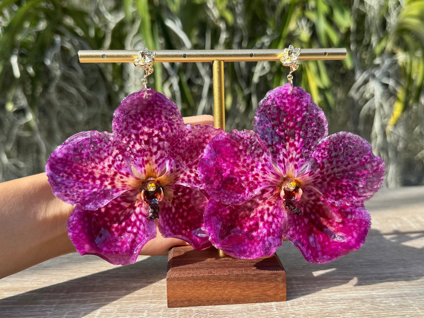 Magenta Pink Vanda Orchid earrings