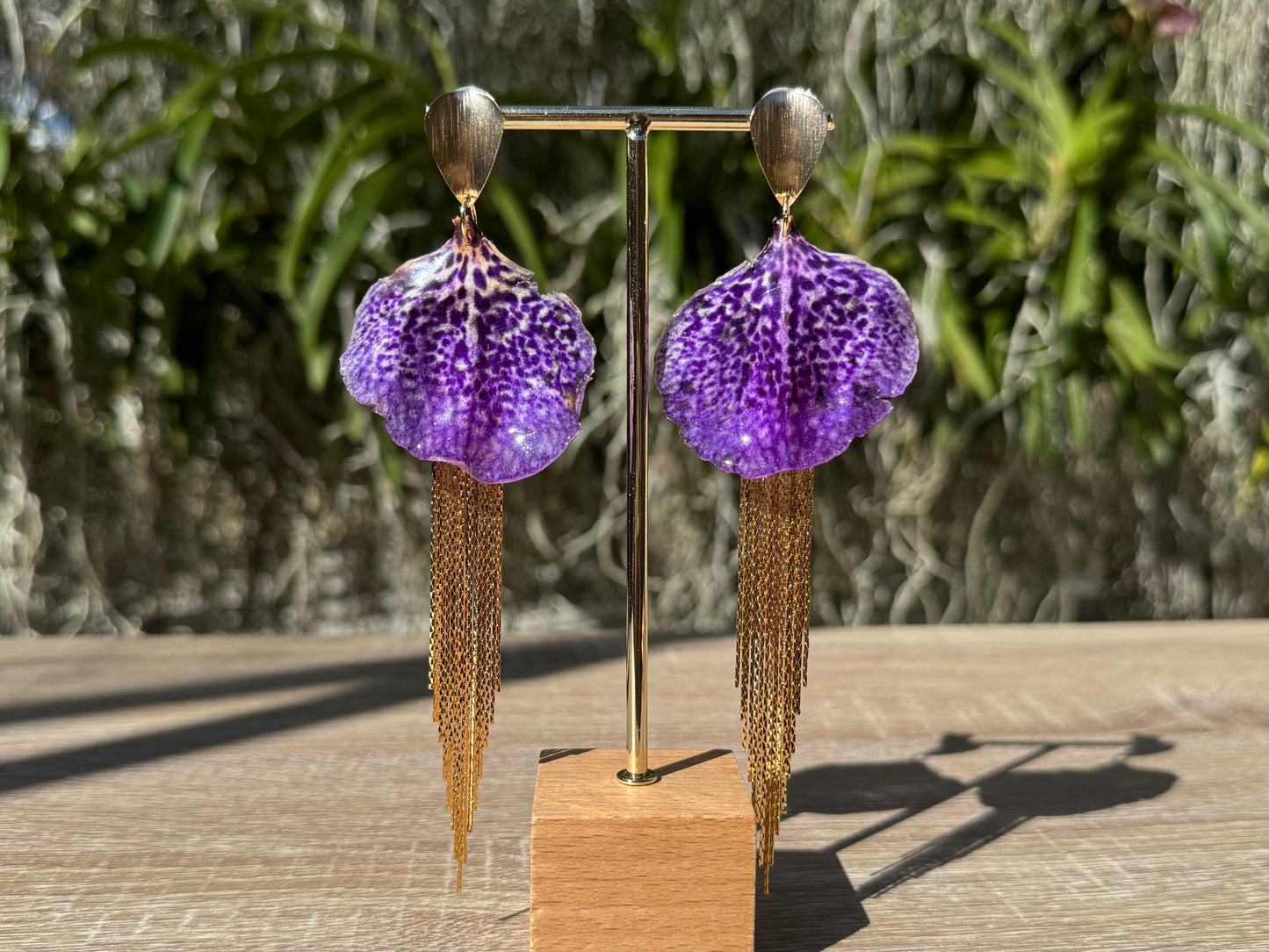 Purple jellyfish Vanda Orchid earrings
