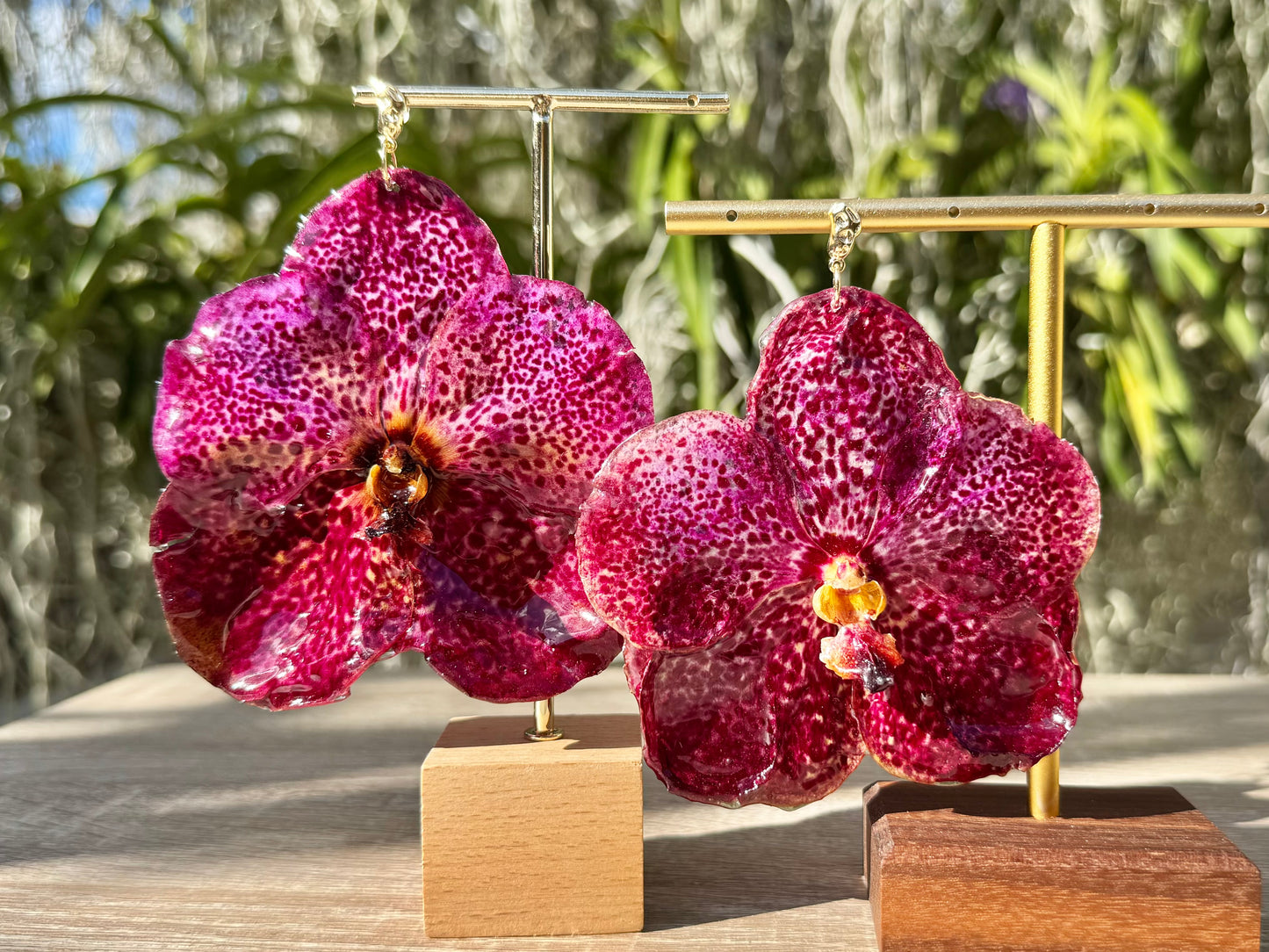 Red Vanda Orchid earrings