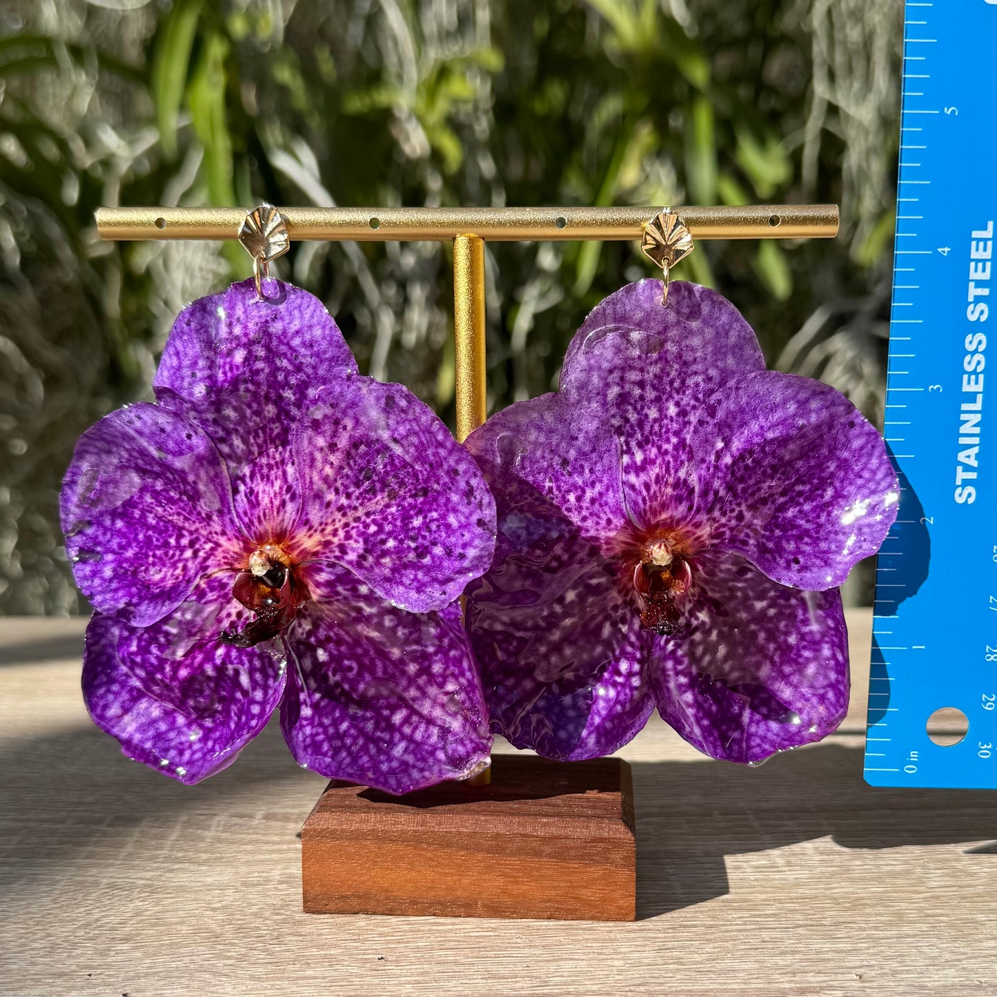 Plum Purple Vanda Orchid earrings