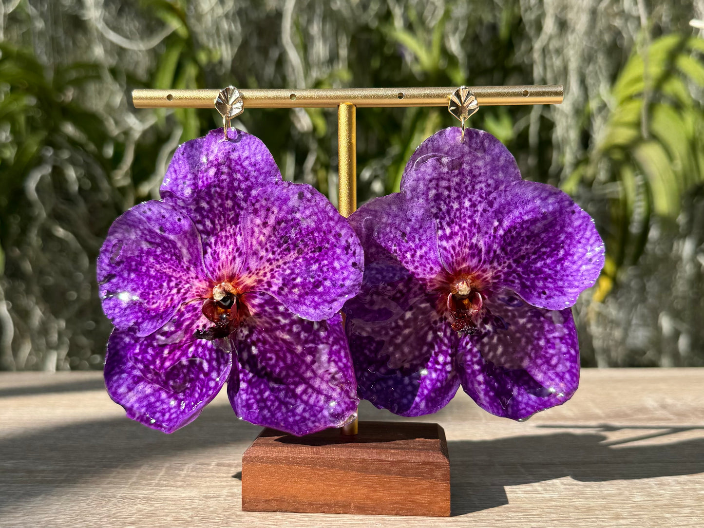Plum Purple Vanda Orchid earrings
