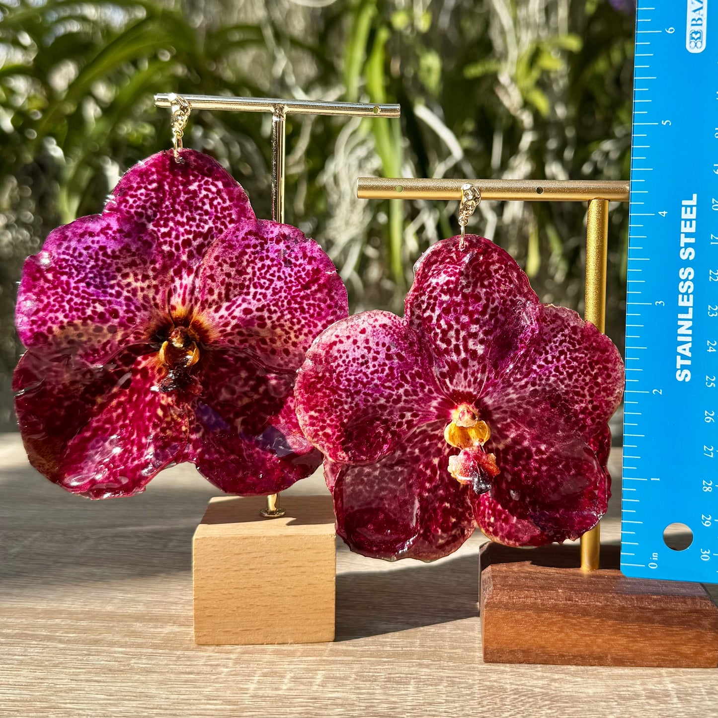 Red Vanda Orchid earrings