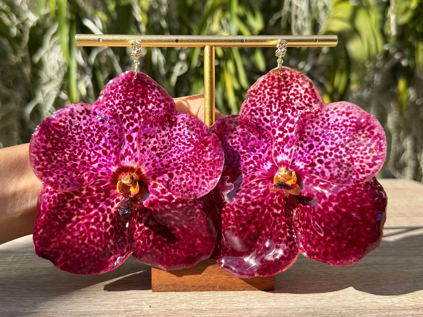 Red Vanda Orchid earrings