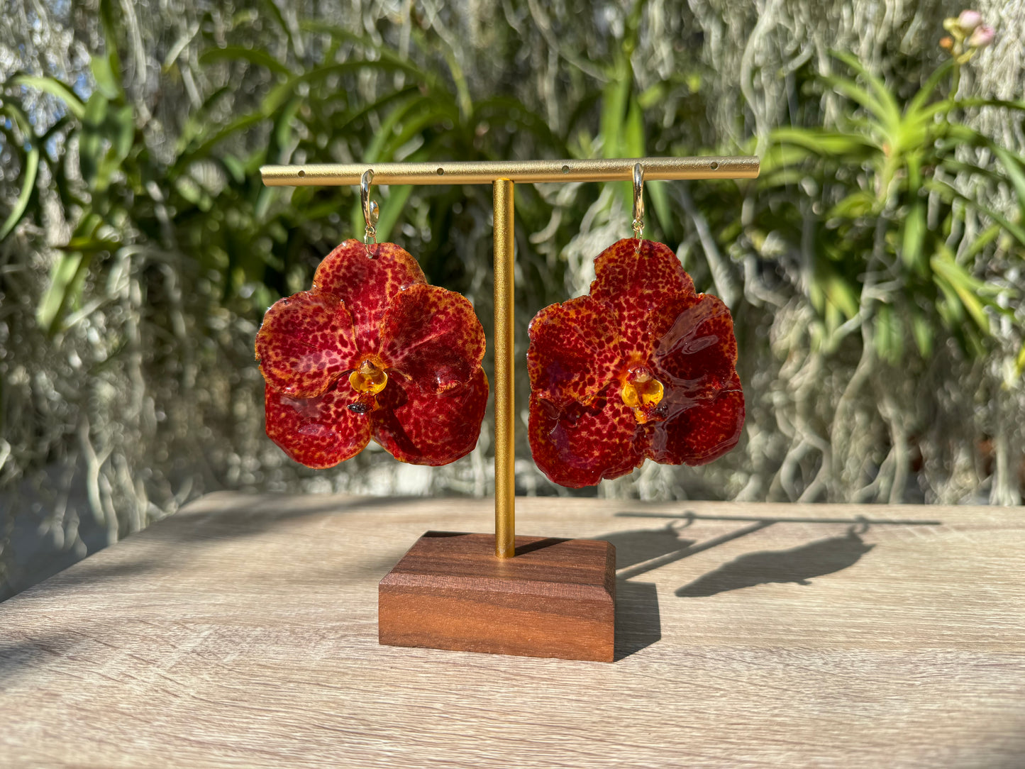 Red Vanda Orchid earrings