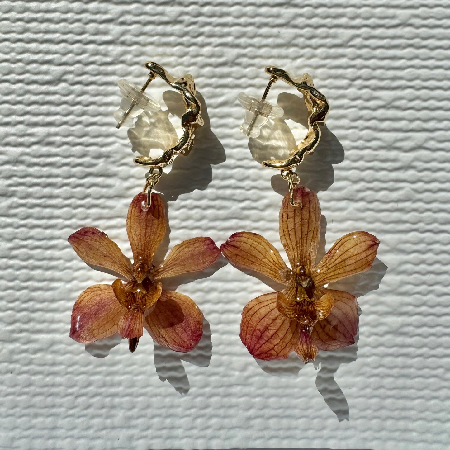 Autumn Vanda orchid mini earrings