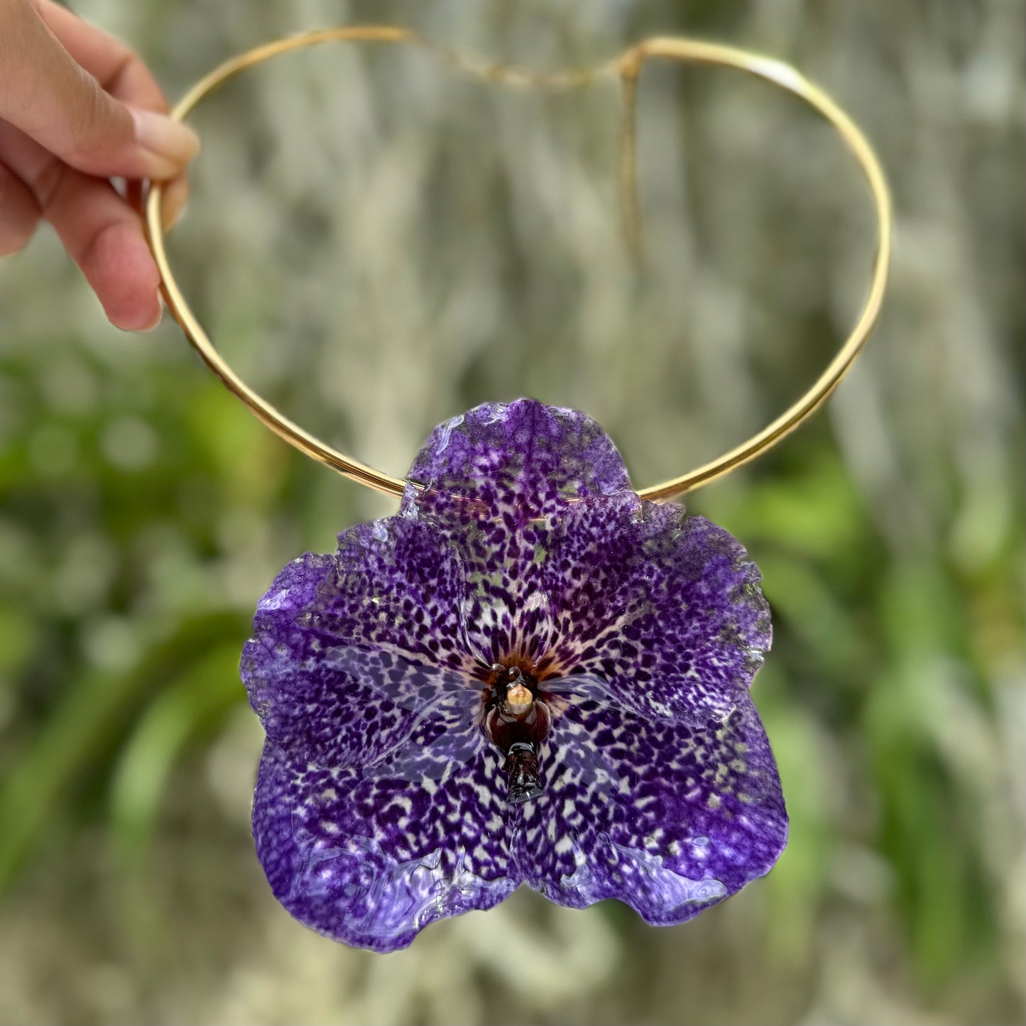 Leopard Purple Vanda Orchid Necklace