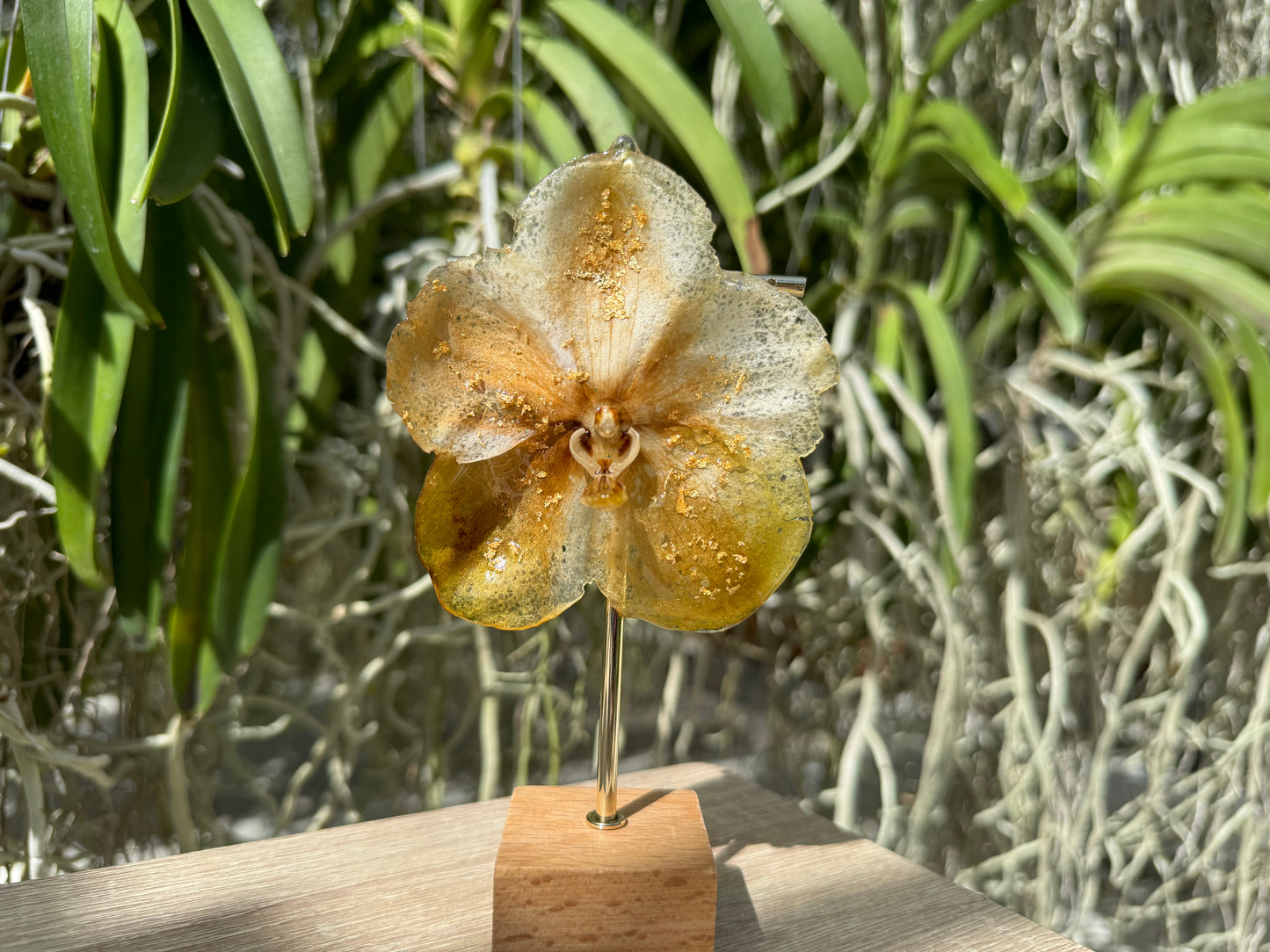 Gold speckled Vanda Orchid Necklace
