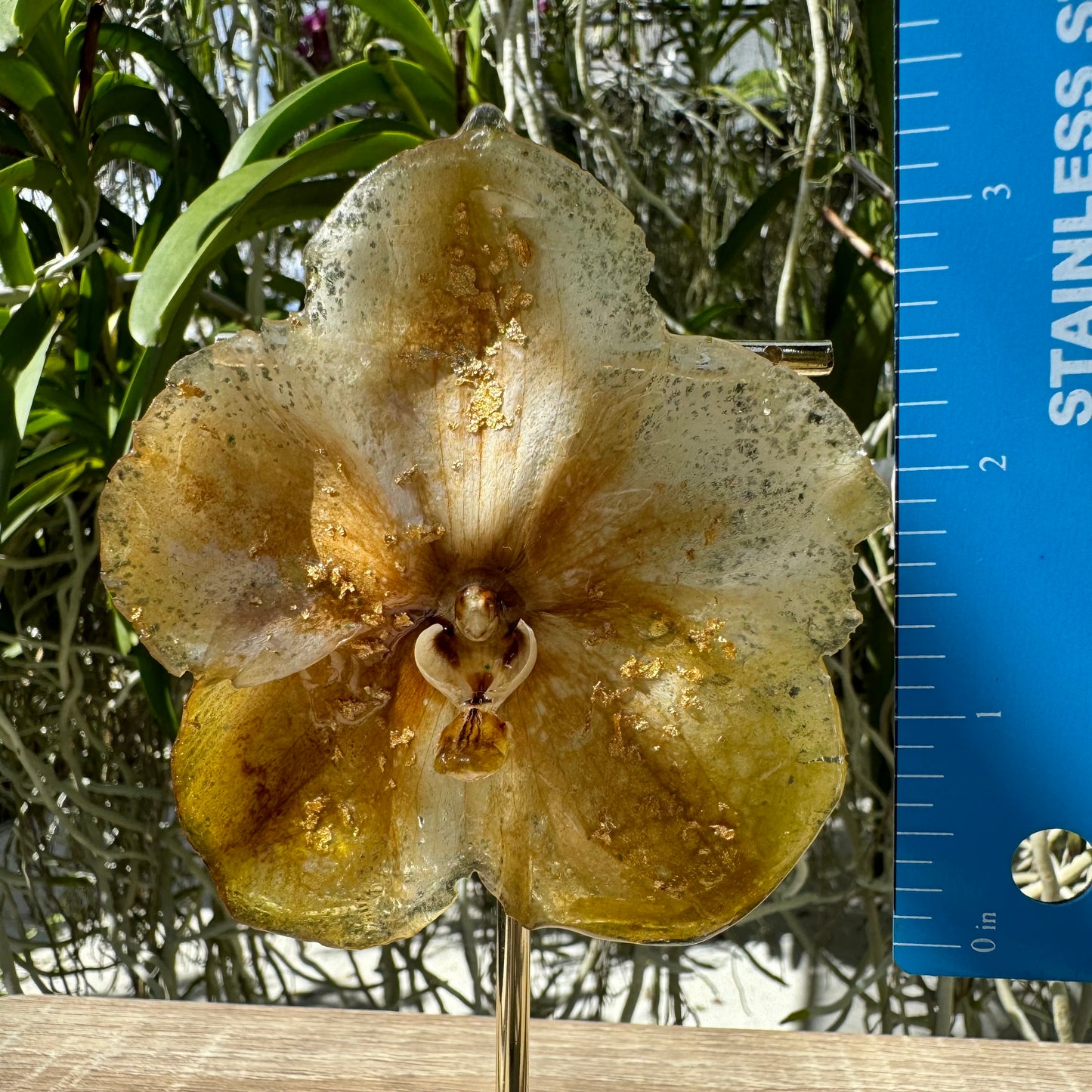 Gold speckled Vanda Orchid Necklace