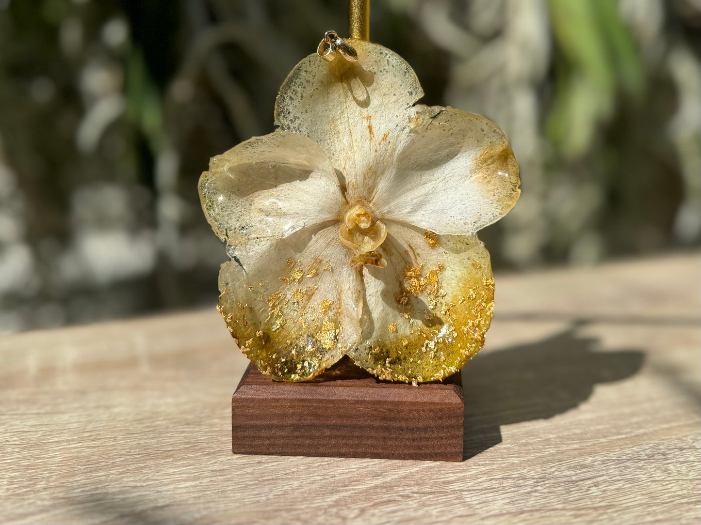 Gold speckled Vanda Orchid Pendant