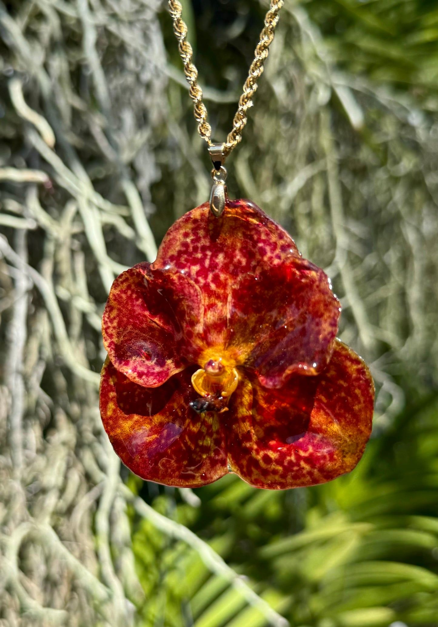 Red Vanda Orchid Pendant