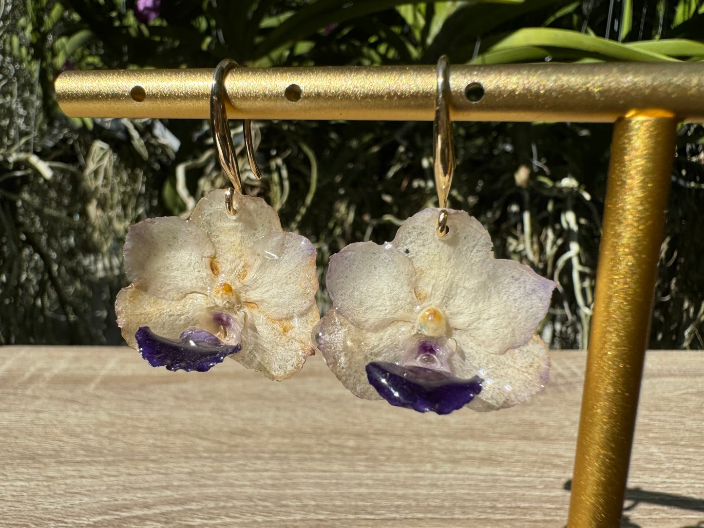 White Vanda orchid mini earrings
