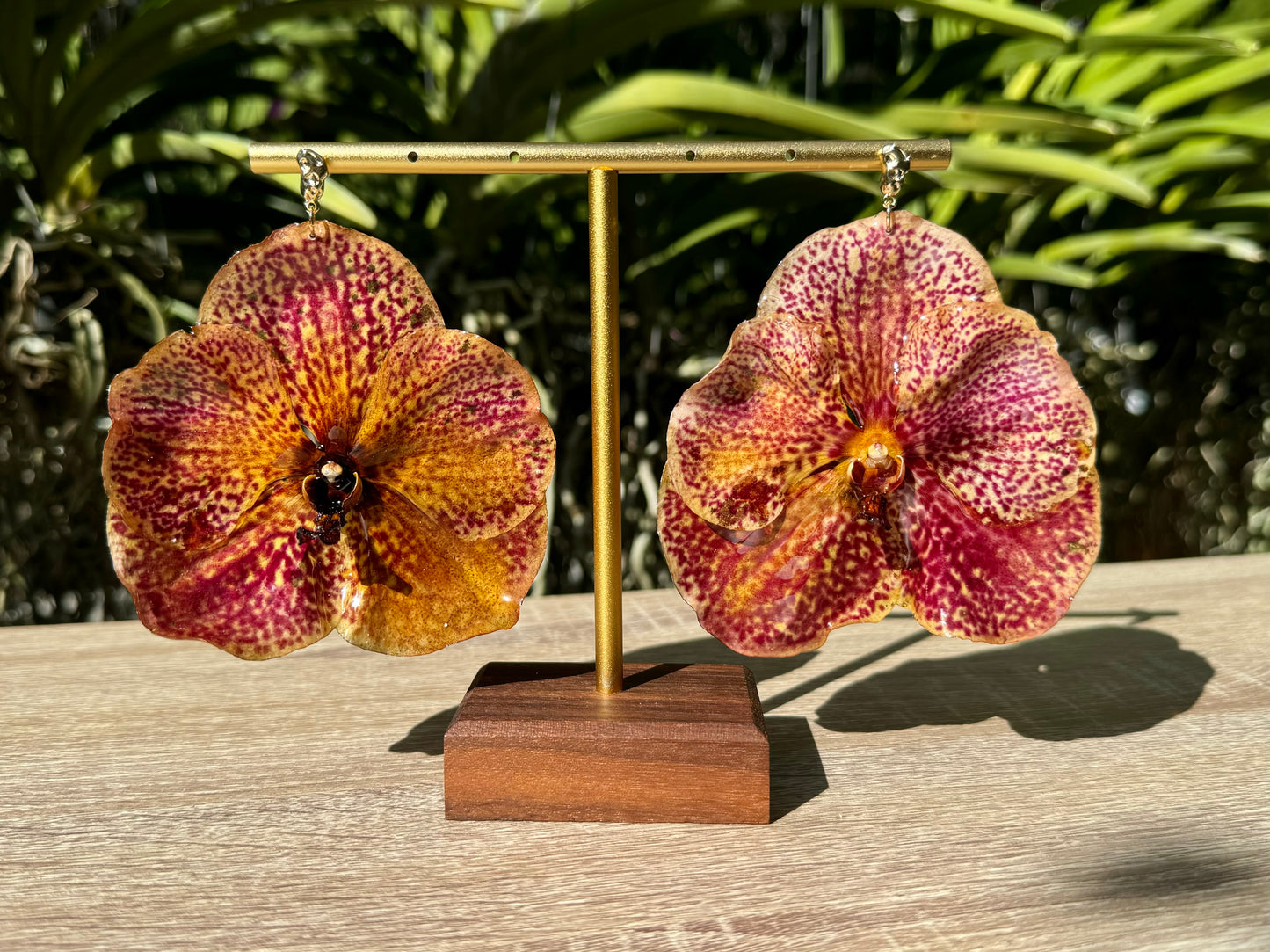 Peach Vanda Orchid earrings