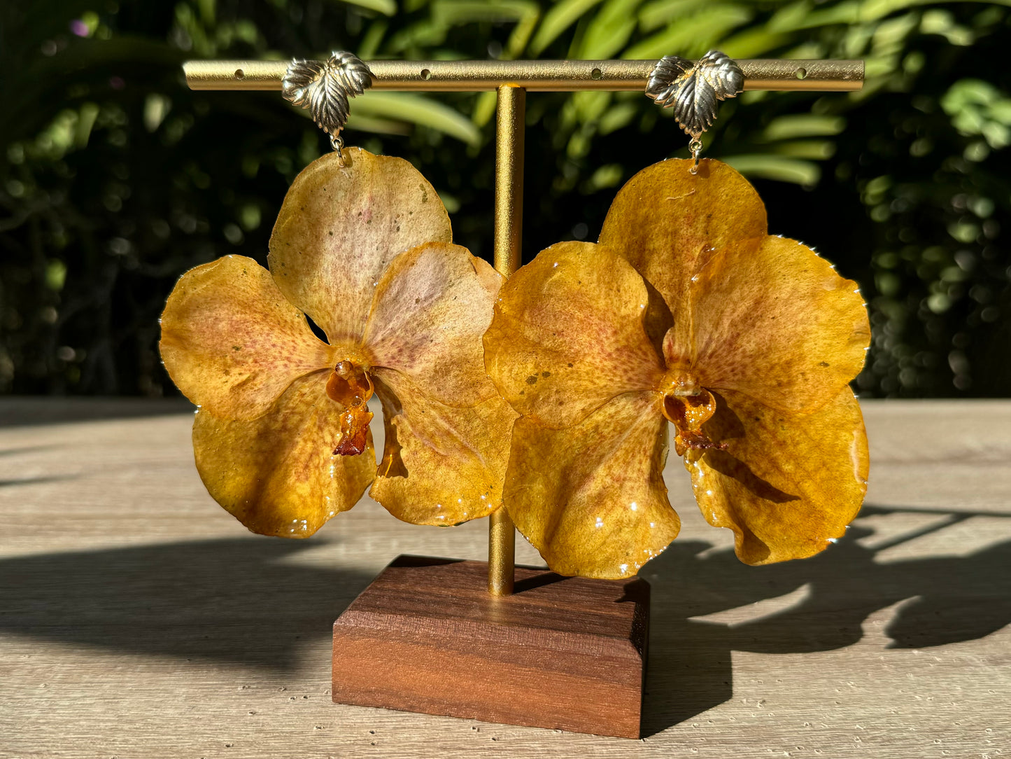 Golden Yellow Vanda Orchid earrings