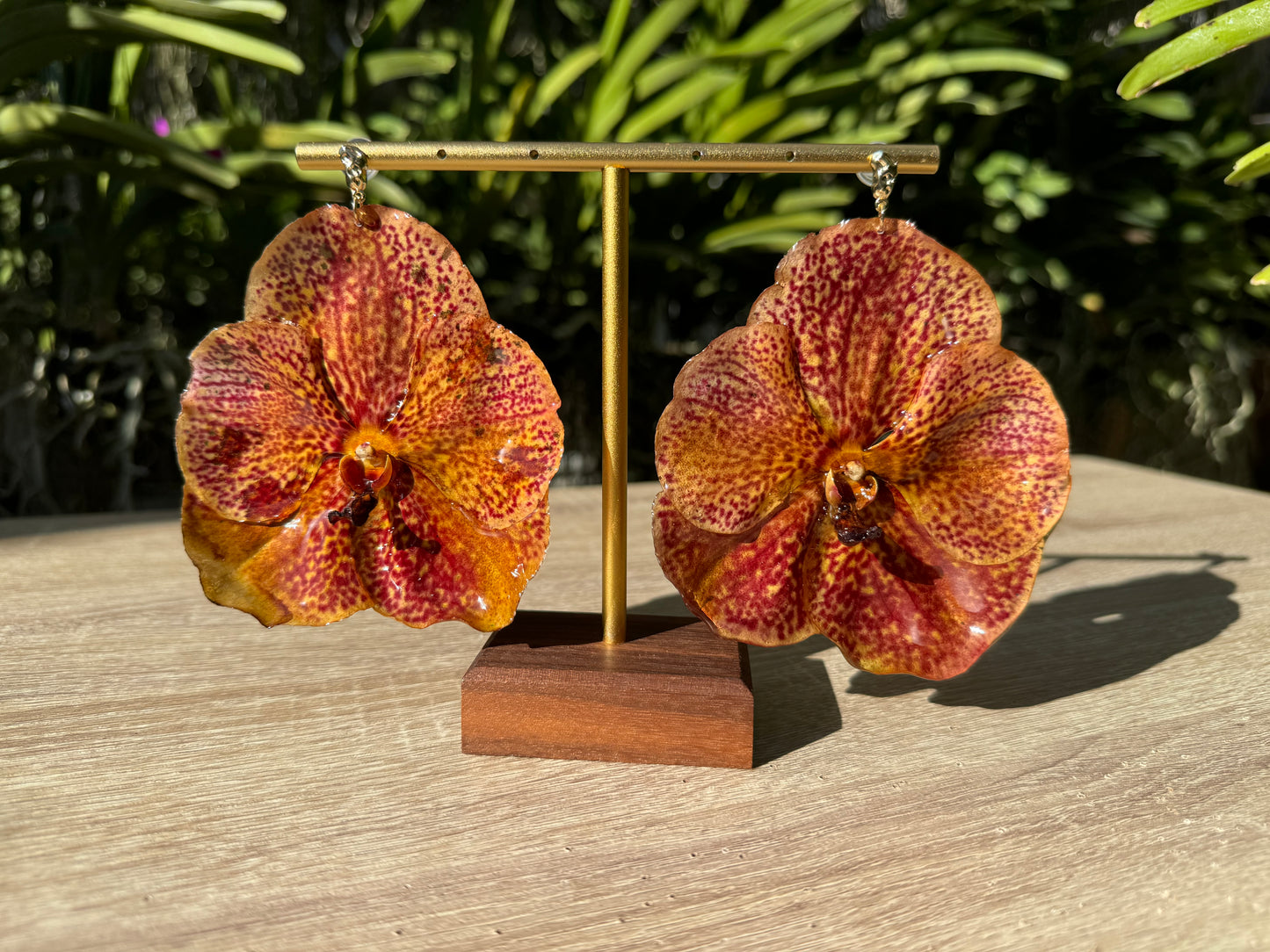 Peach Vanda Orchid earrings