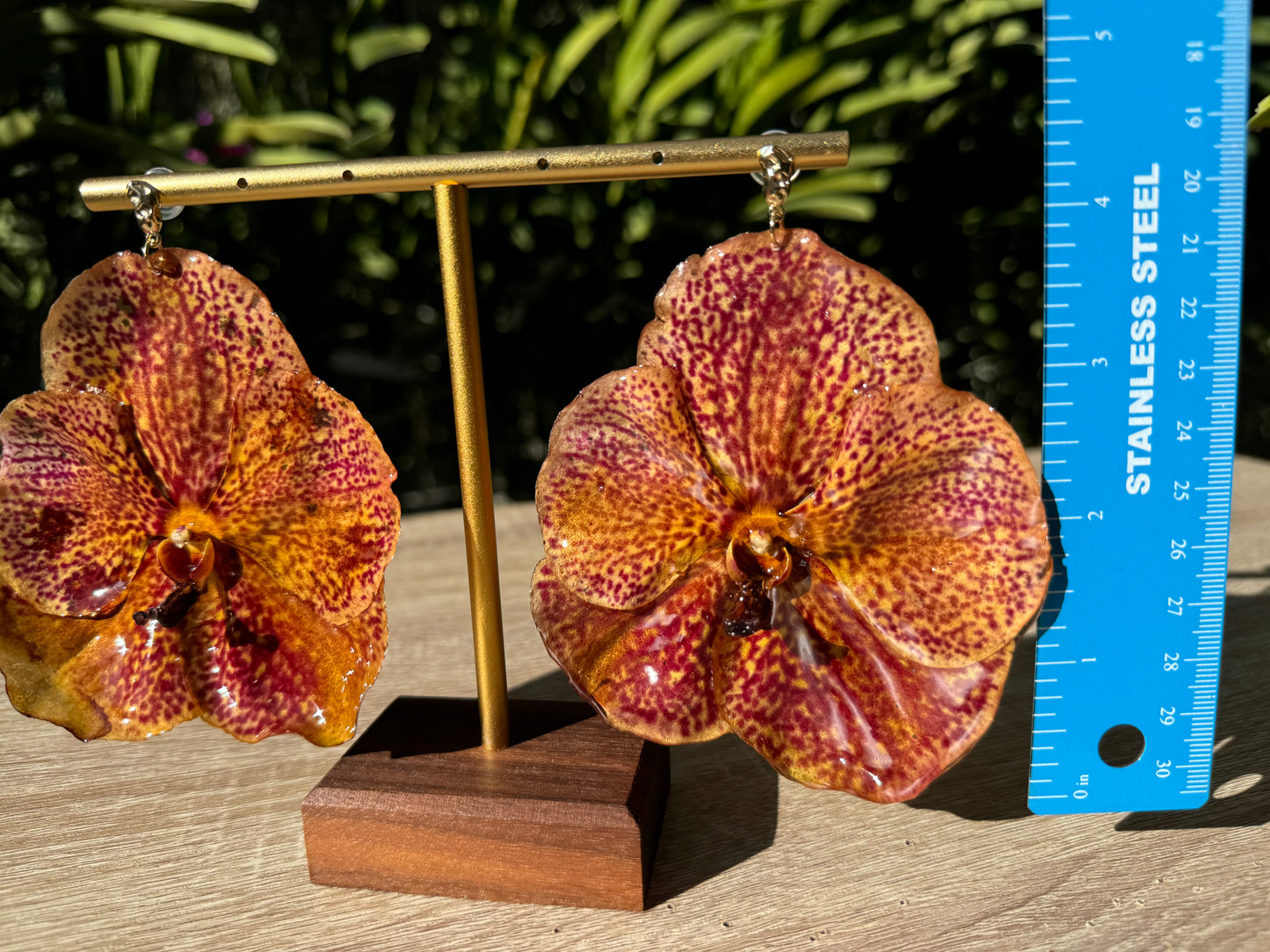 Peach Vanda Orchid earrings