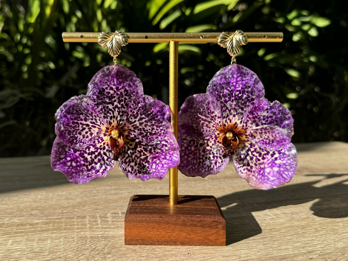 Leopard Purple Vanda Orchid earrings