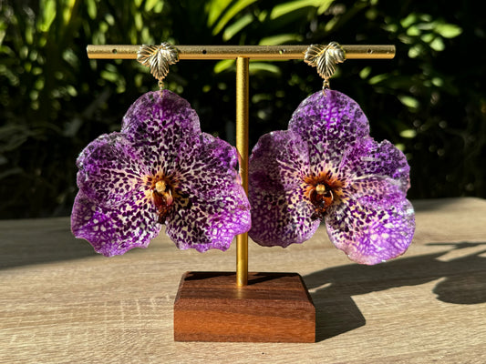 Leopard Purple Vanda Orchid earrings
