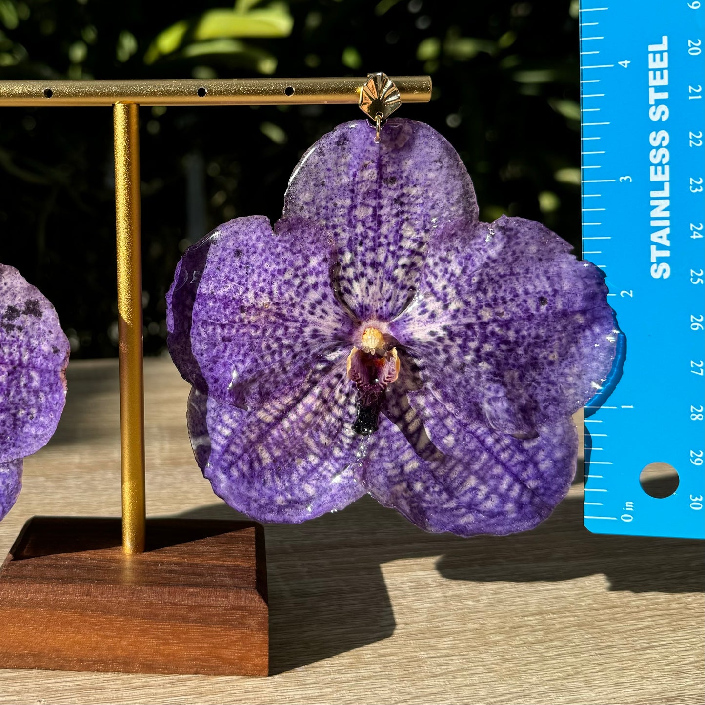 Chulee Purple Vanda Orchid earrings