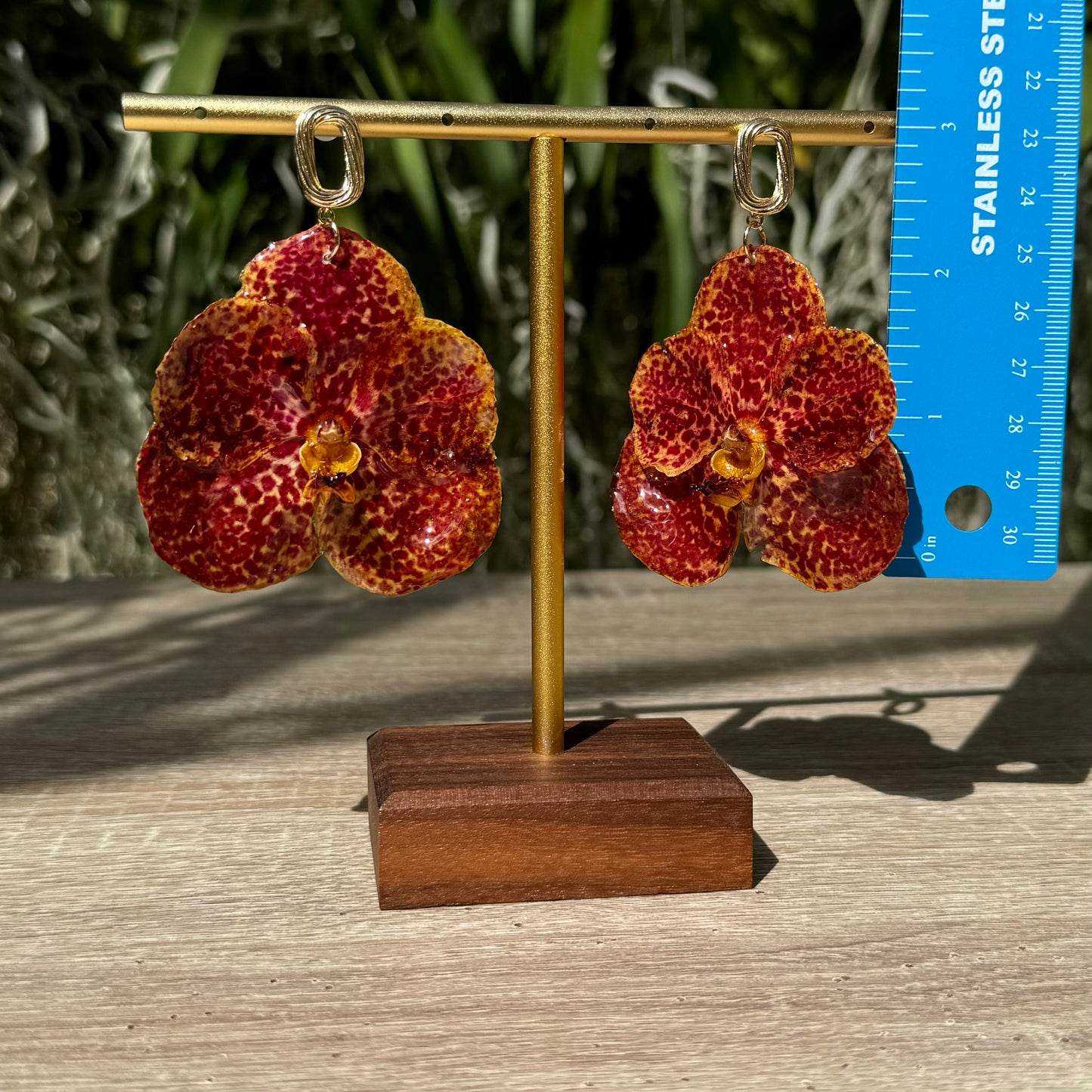 Red Vanda Orchid earrings