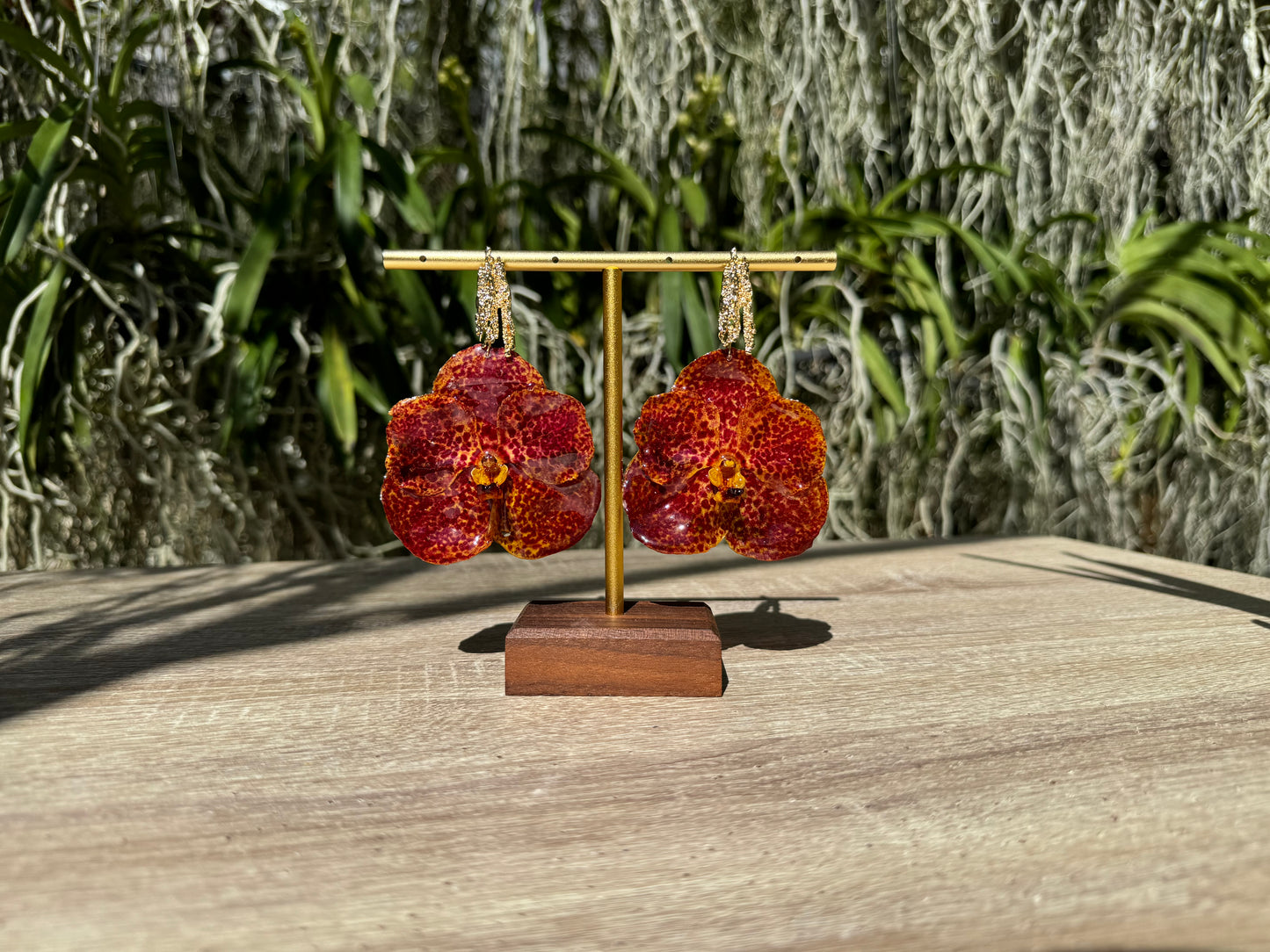 Red Vanda Orchid earrings