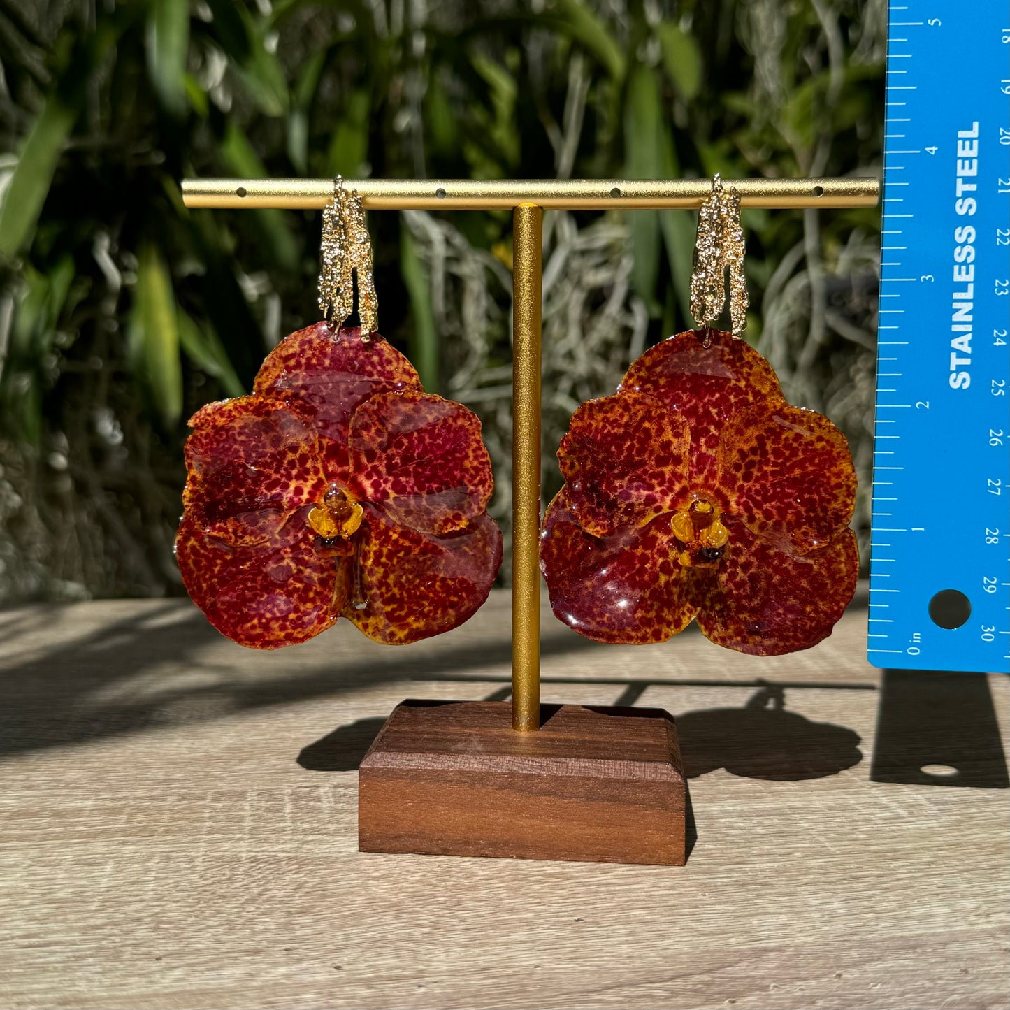 Red Vanda Orchid earrings