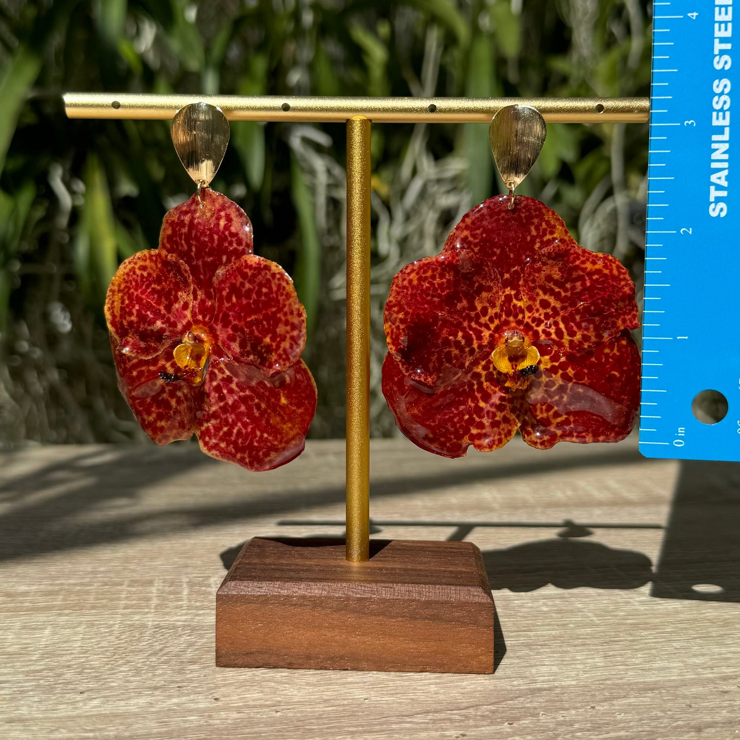 Red Vanda Orchid earrings