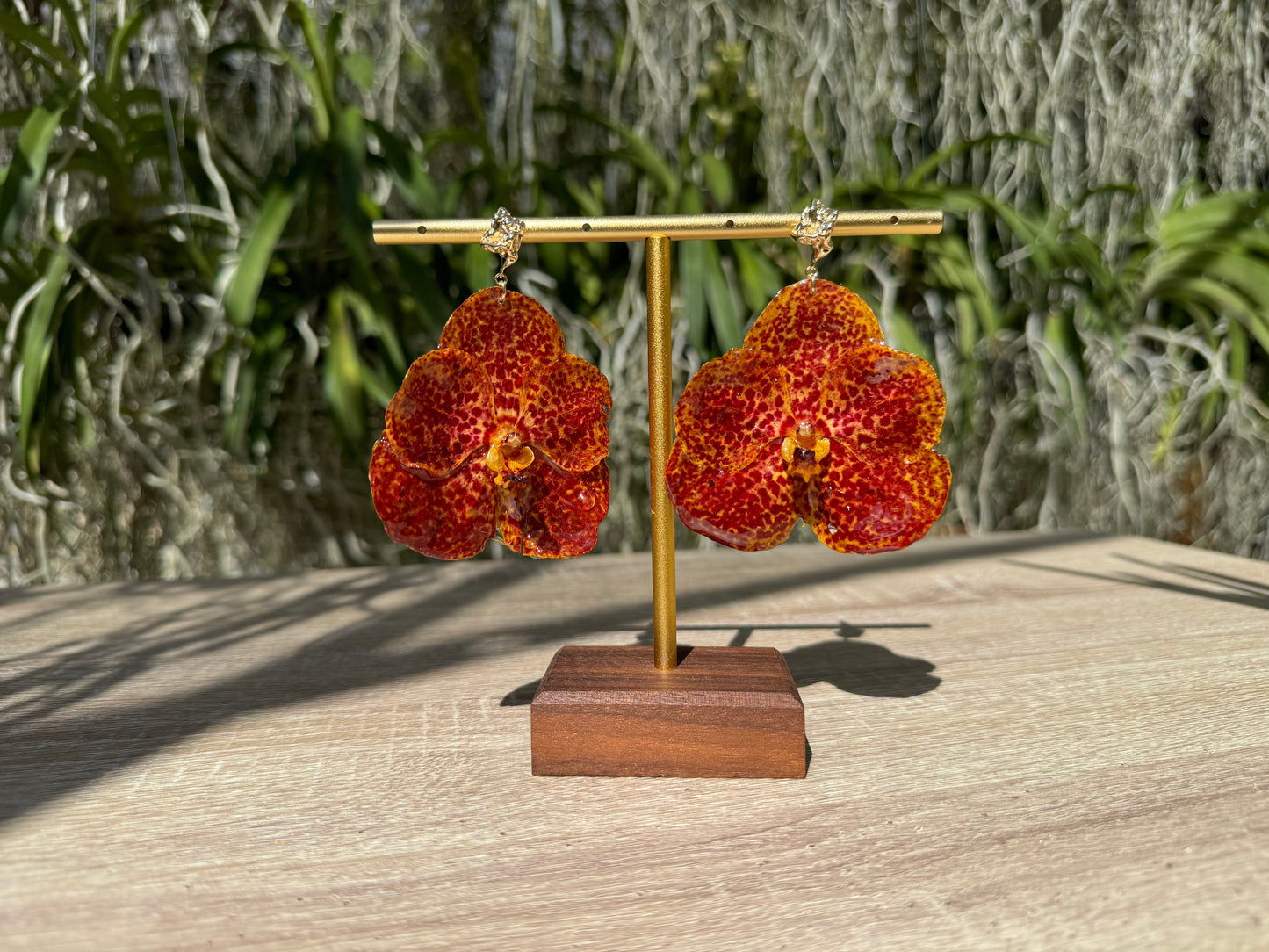 Red Vanda Orchid earrings