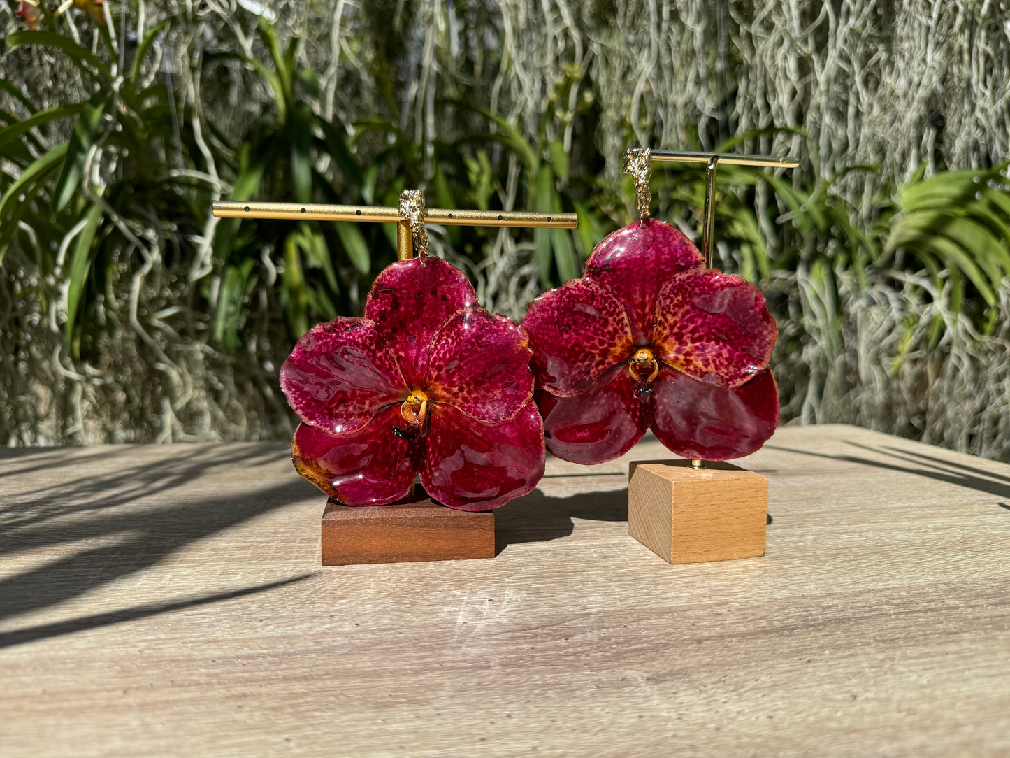 Red Vanda Orchid earrings