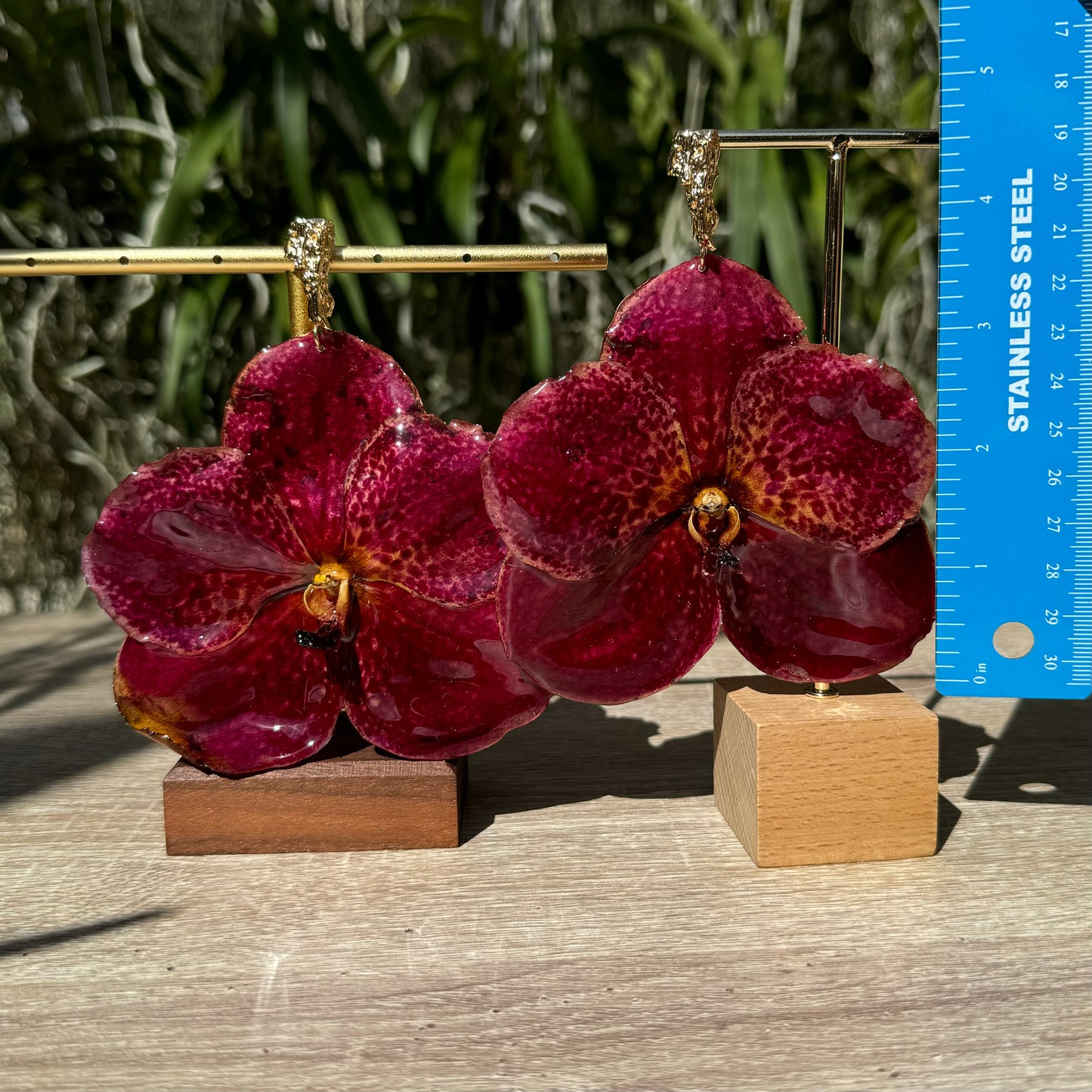Red Vanda Orchid earrings
