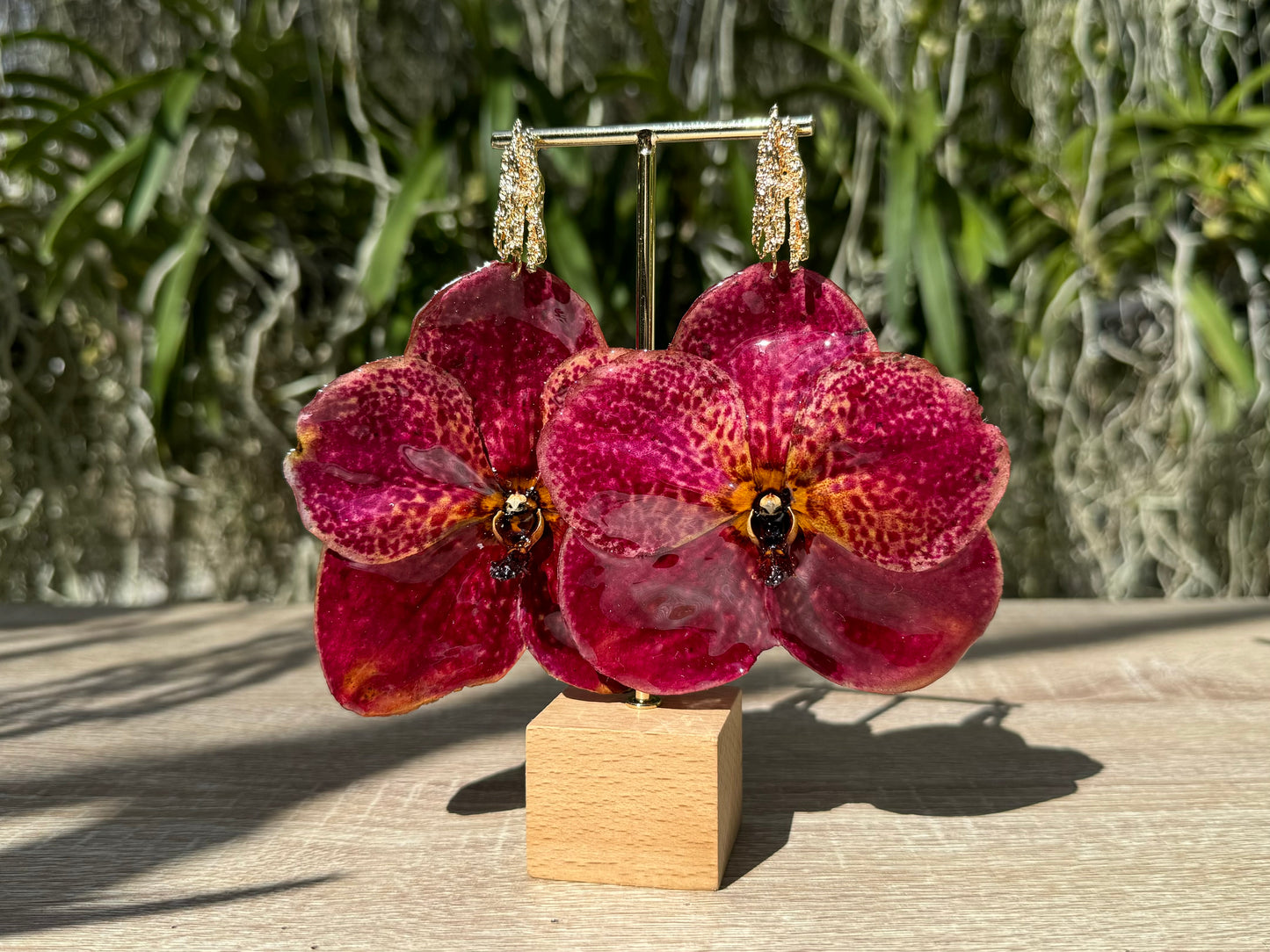Red Vanda Orchid earrings