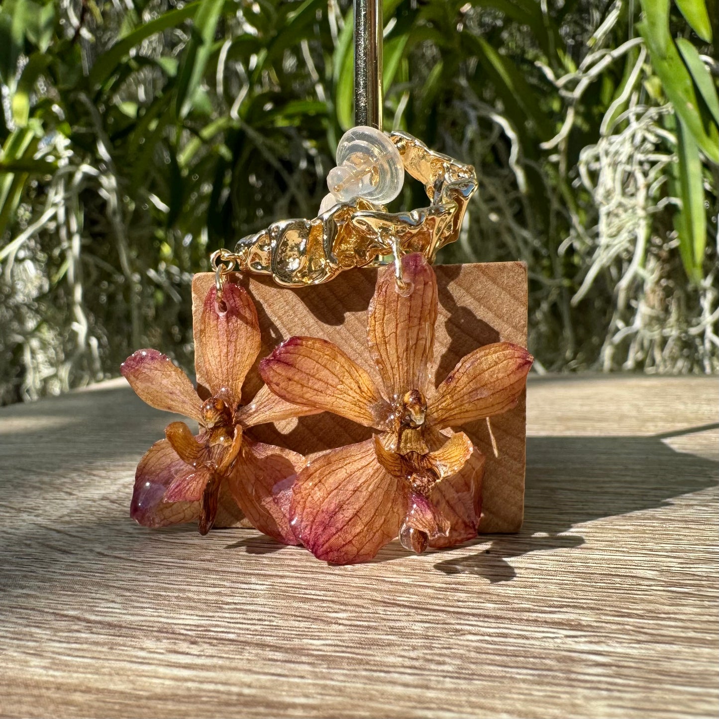 Autumn Vanda orchid mini earrings