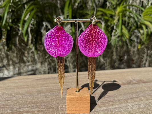 Hot Pink jellyfish Vanda Orchid earrings