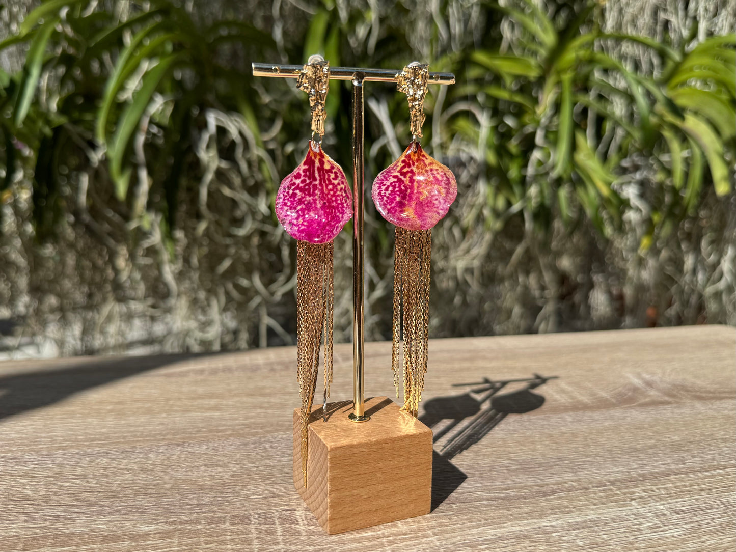 Rose Pink jellyfish Vanda Orchid earrings