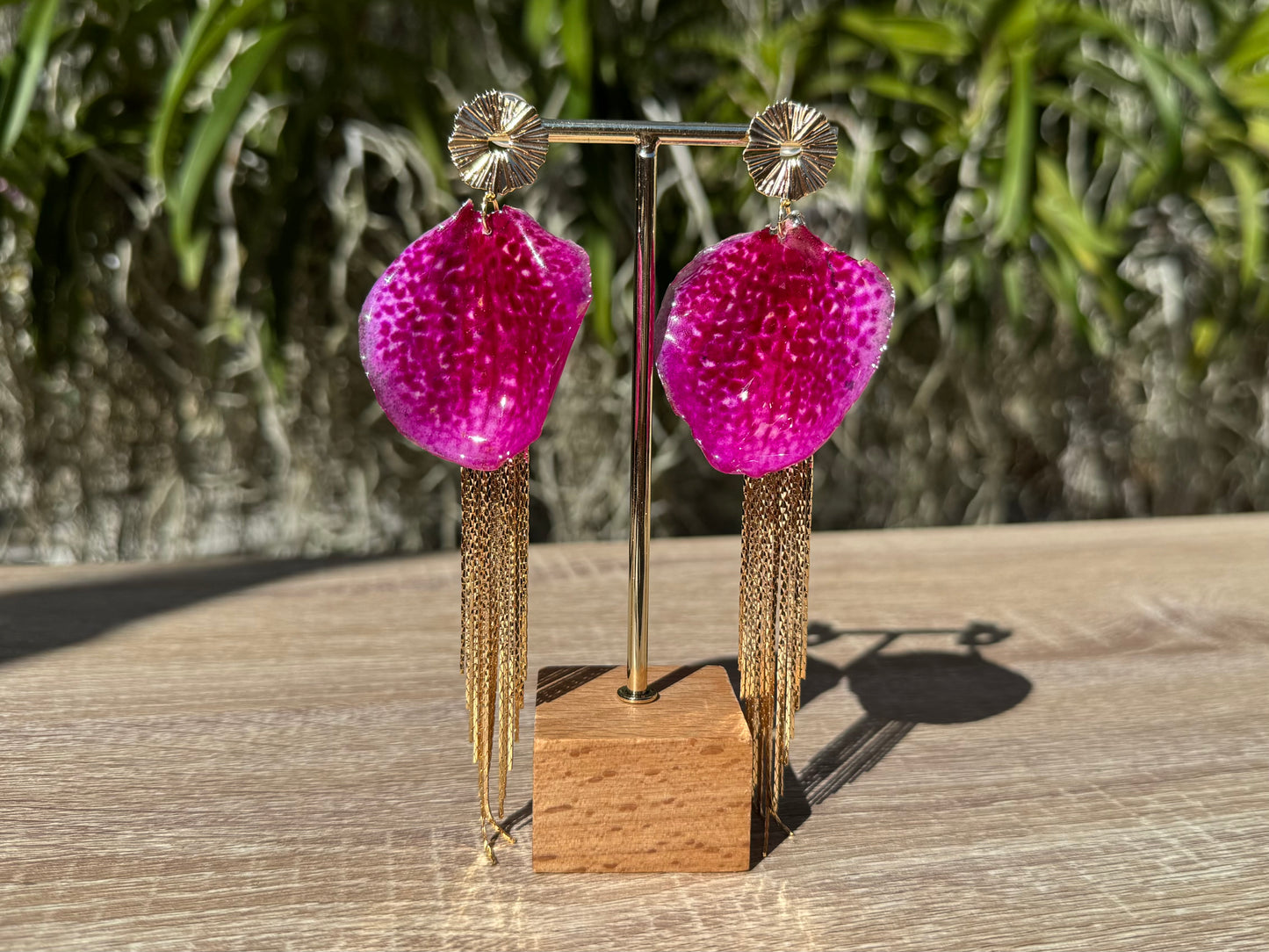 Hot Pink jellyfish Vanda Orchid earrings