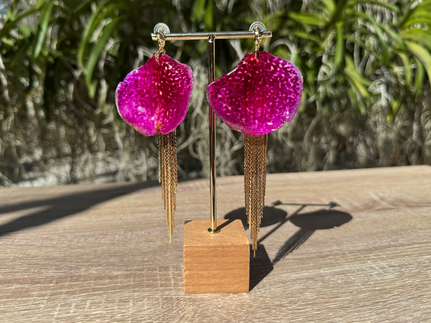 Hot Pink jellyfish Vanda Orchid earrings