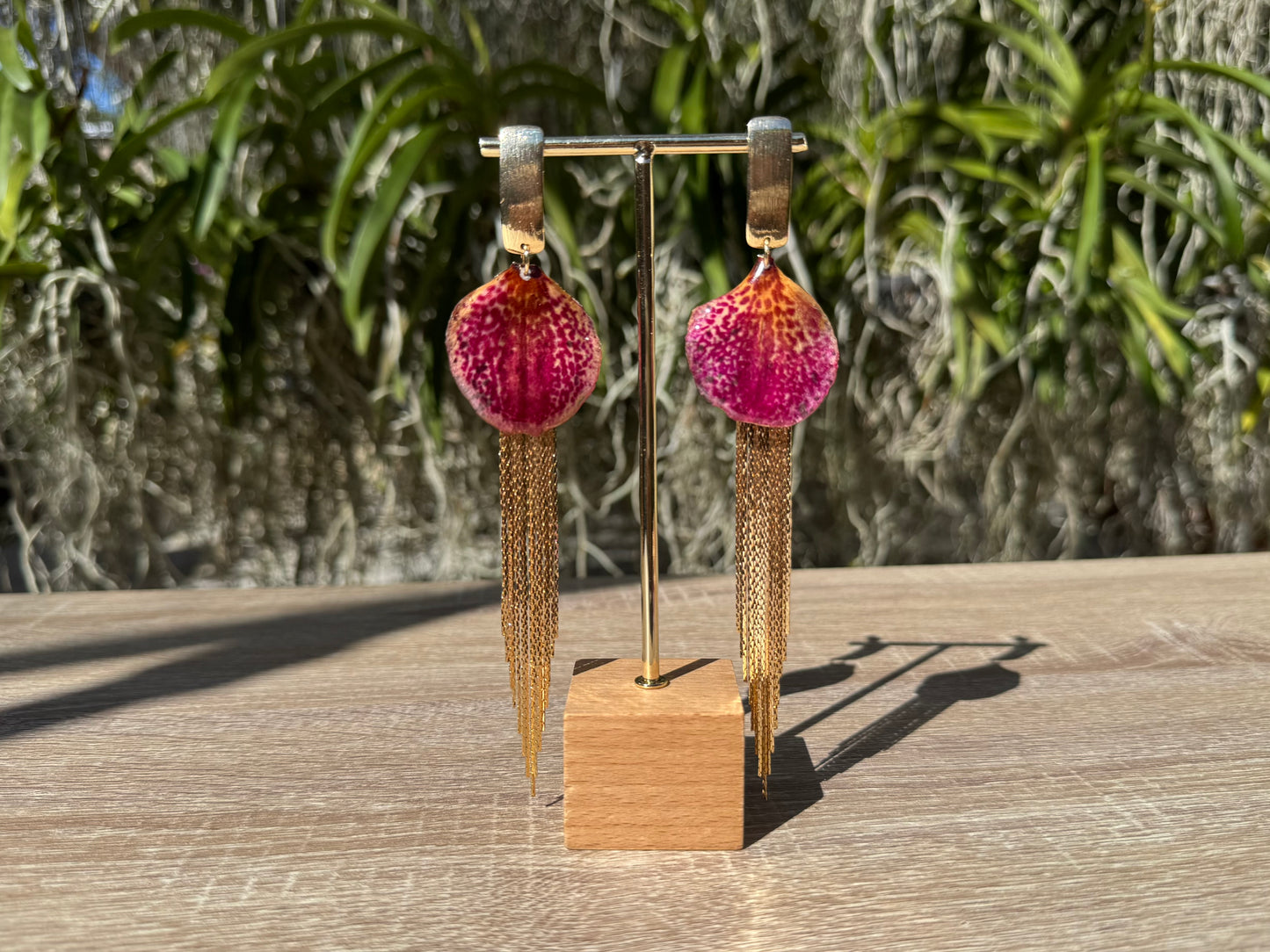 Rose Pink jellyfish Vanda Orchid earrings