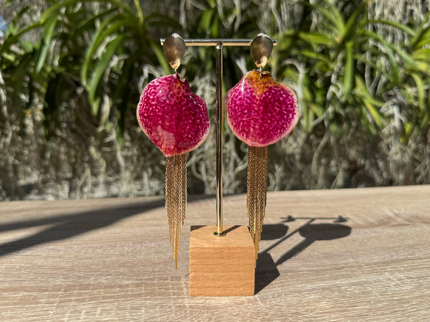 Rose Pink jellyfish Vanda Orchid earrings