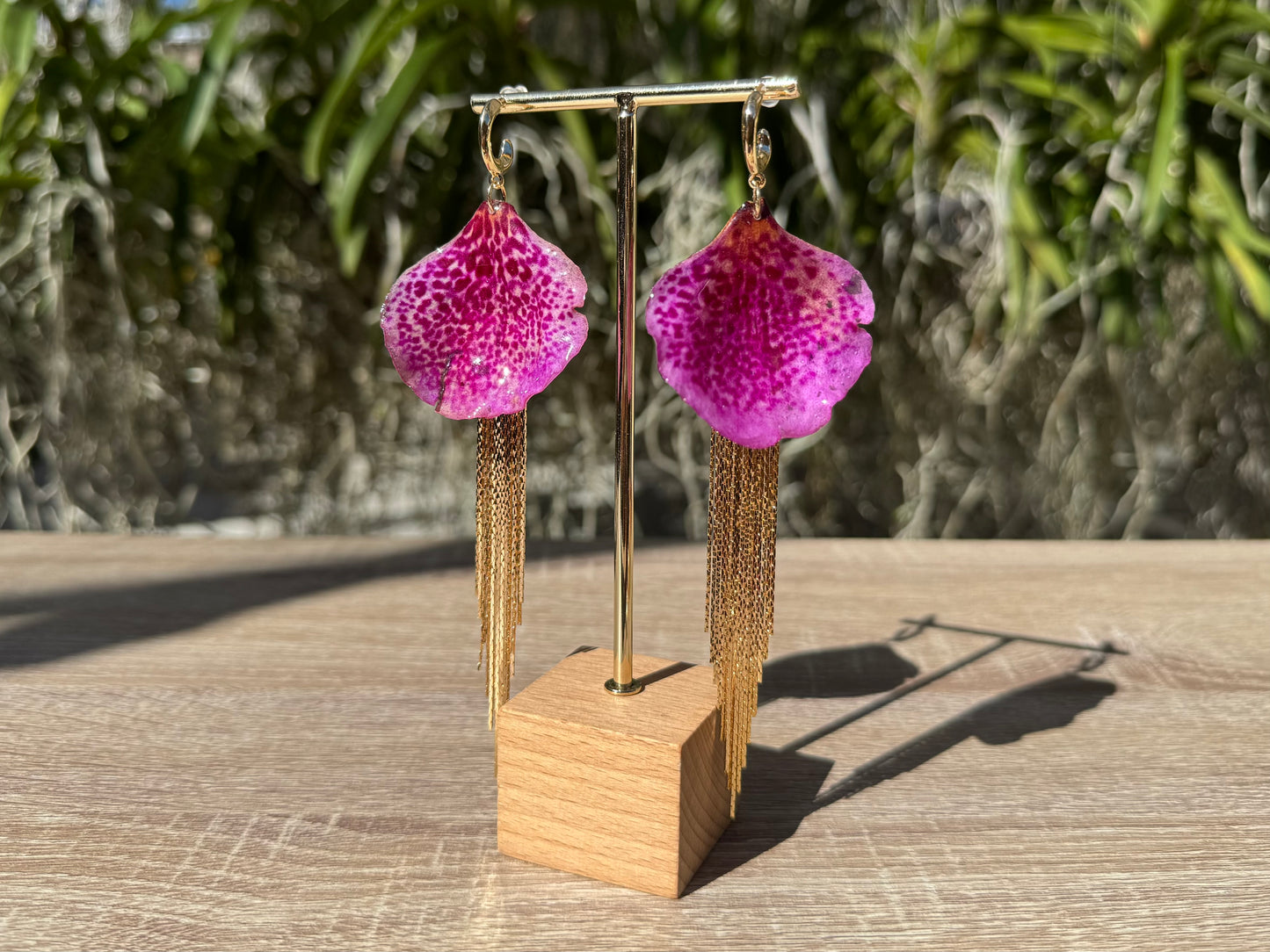 Hot Pink jellyfish Vanda Orchid earrings