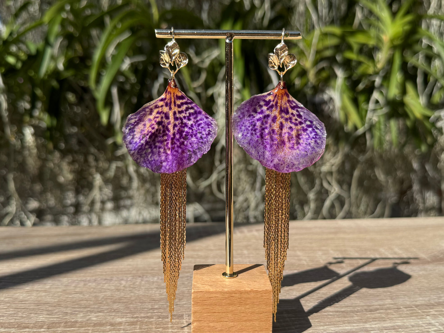 Purple jellyfish Vanda Orchid earrings