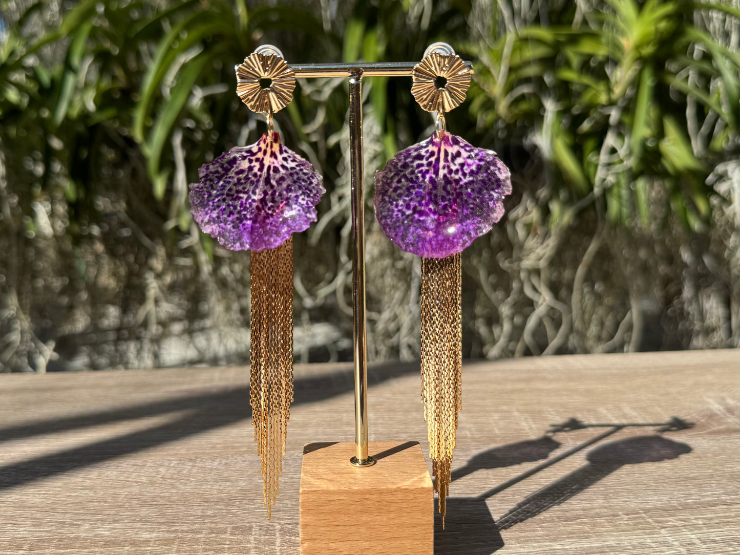 Purple jellyfish Vanda Orchid earrings