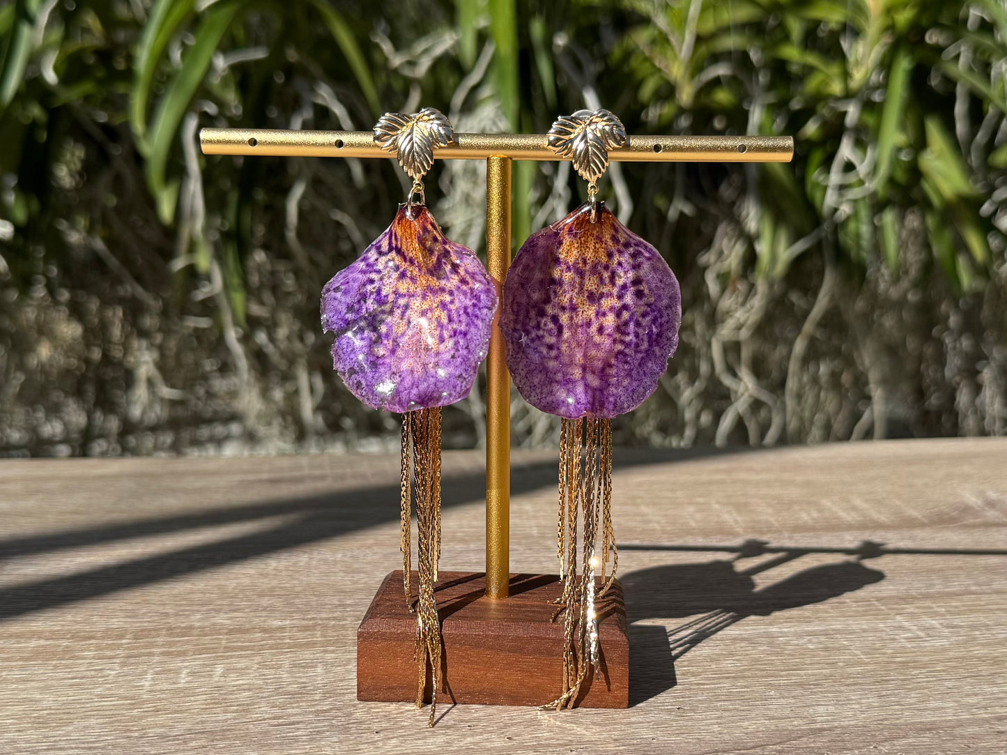 Purple jellyfish Vanda Orchid earrings