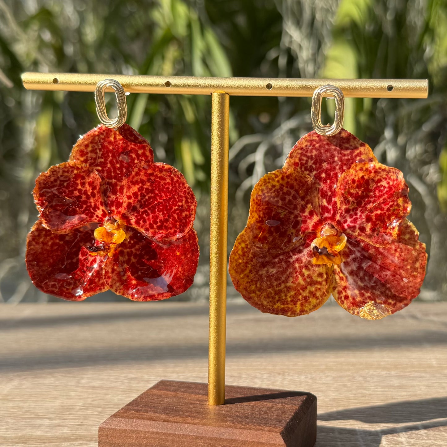 Red Vanda Orchid earrings