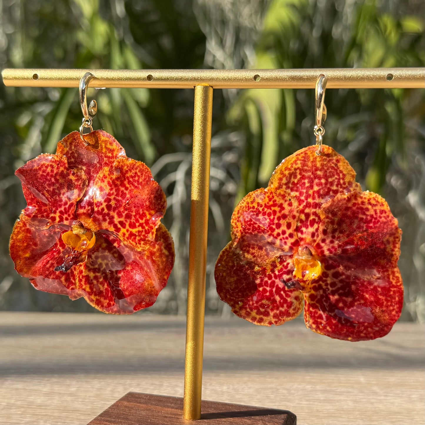 Red Vanda Orchid earrings